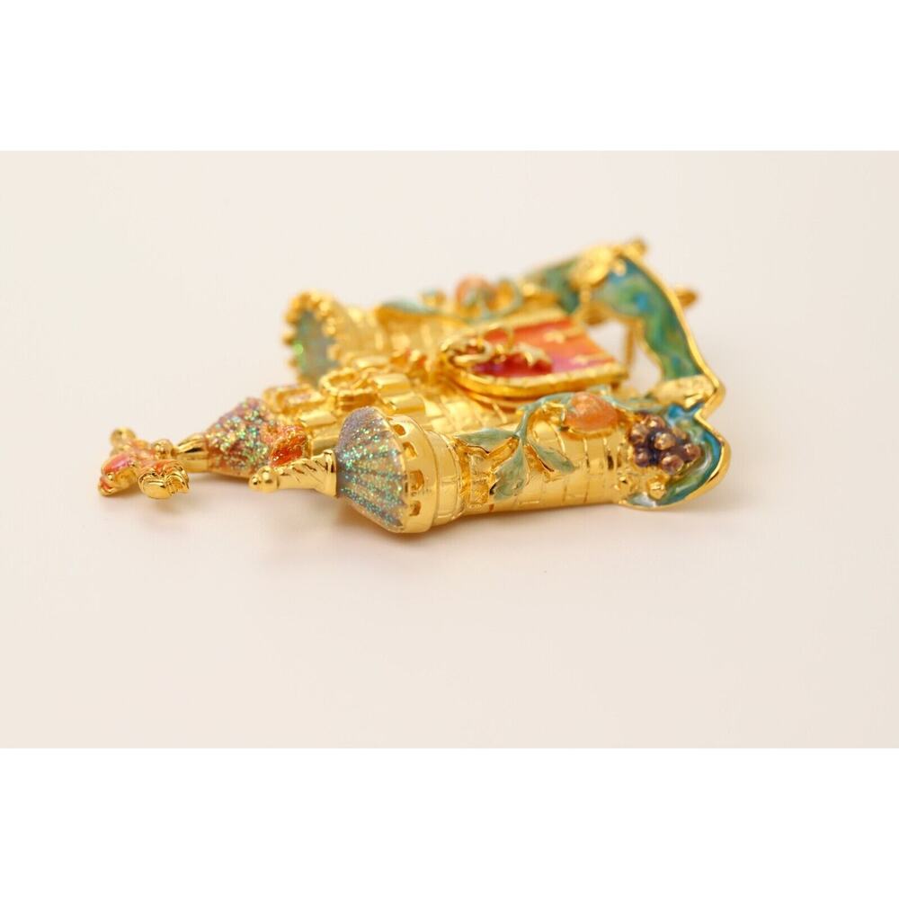 Kirks Folly Vintage Castle Pin Brooch Drawbridge Crystal Brushed Gold NOS BOX - Picture 9 of 12